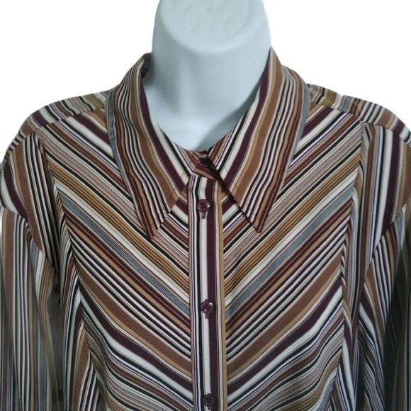 Delta Burke Retro 70s  Style Blouse, Stripes, 1X - Picture 2 of 7